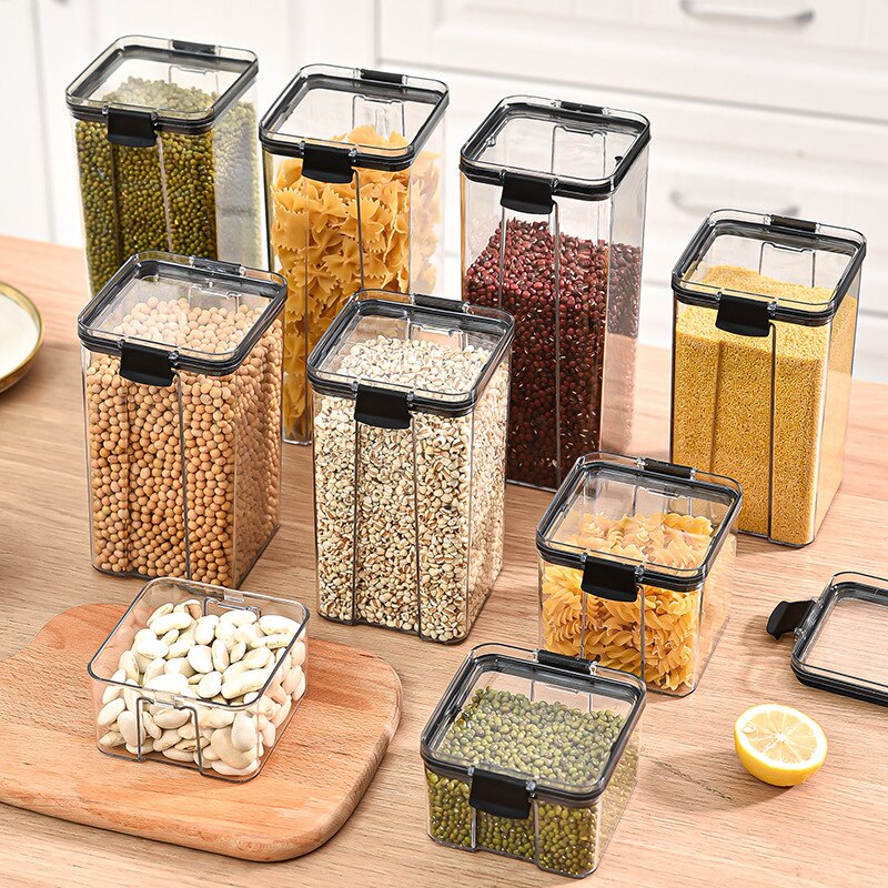 Stackable Kitchen Sealed Jar Plastic Sealed Cans Food Storage Box Transparent Multigrain Dried Fruit Kitchen Storage Containers